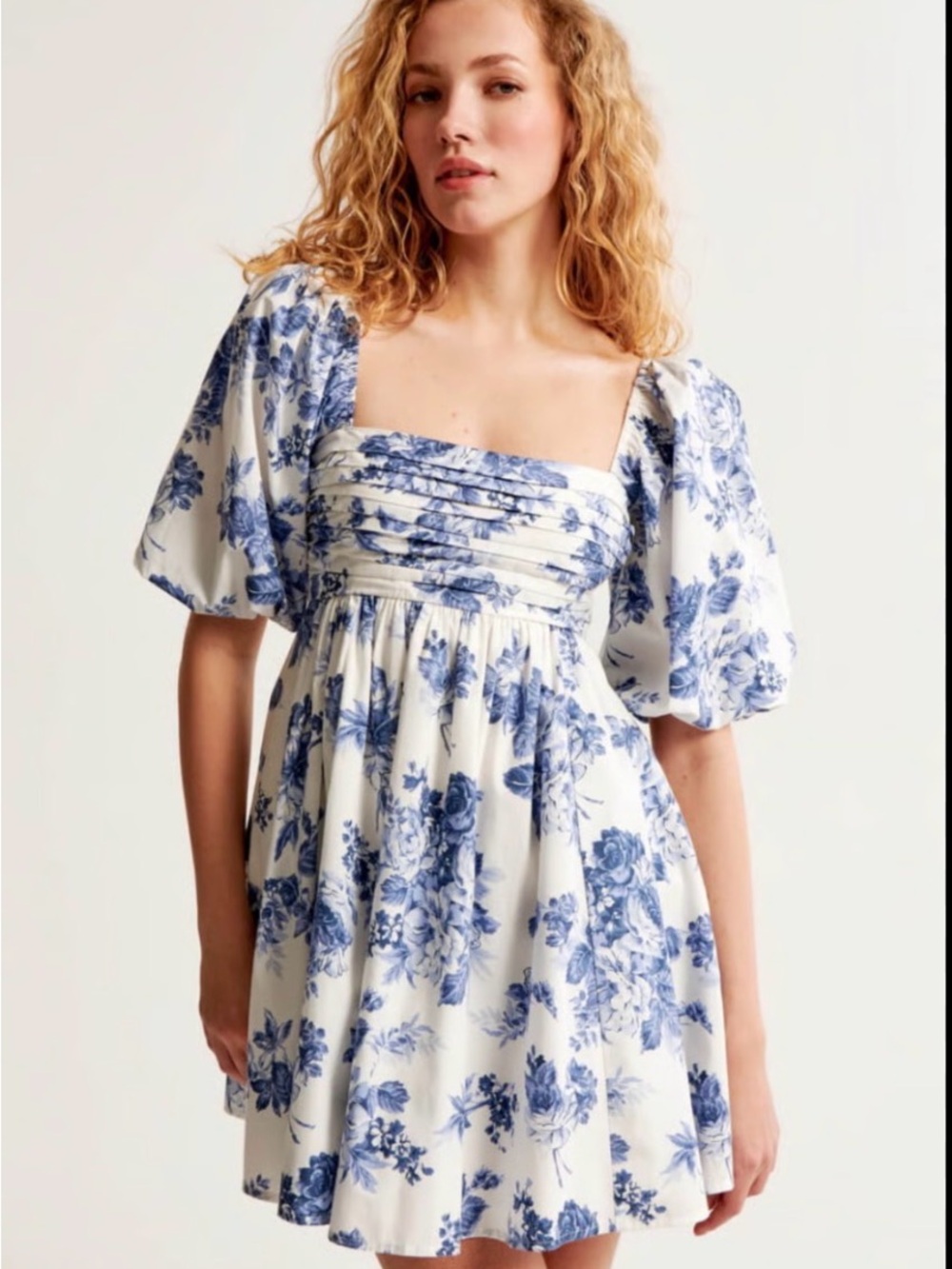 Abercrombie & Fitch White Mini Dress with Blue Floral Print